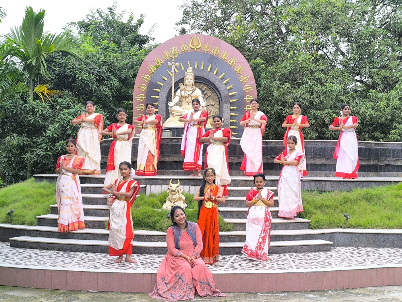 Students with Guru at Shiva temple